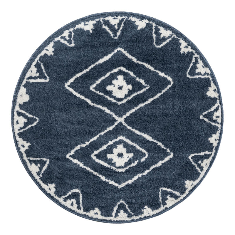 Latitude Run® Vefsna Nikolis Rug Blue, Round 3'1"