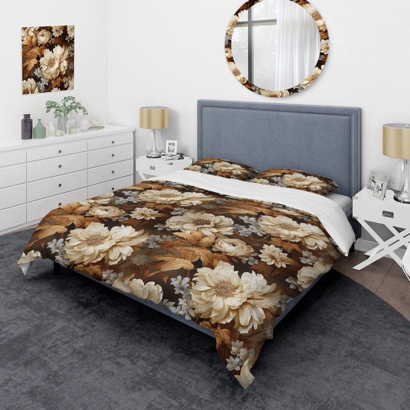 Ensemble de housse de couette Rustic Brocade Elegance Victorian Pattern, Housse de couette pour très grand lit et 2 très