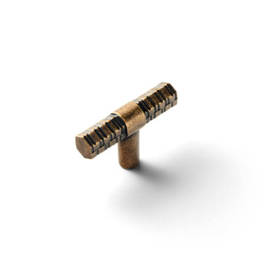Poignées en laiton antique, poignées en T en alliage de zinc avec poignée moletée pour tiroirs, commodes et armoires, paquet de 6 avec vis réglables