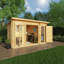 Mercia 13ft x 10ft Studio Pent Log Cabin With Side Shed (28mm)