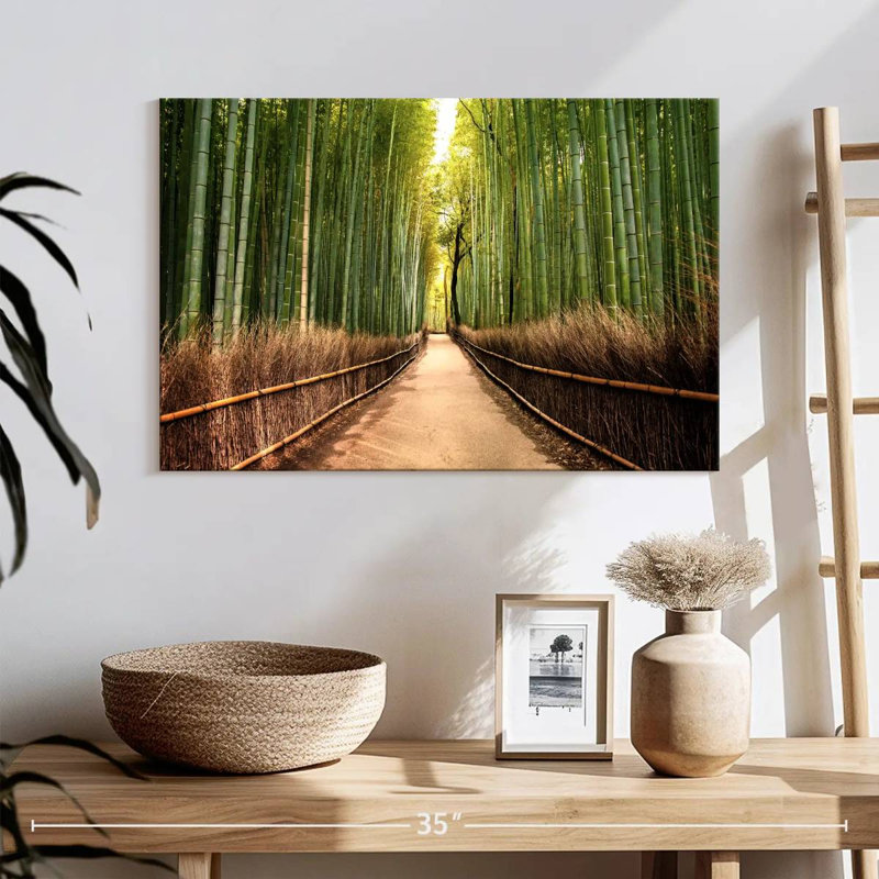 Forêt de bambou japonaise sur toile, H 16 po x l 24 po x P 1,25 po