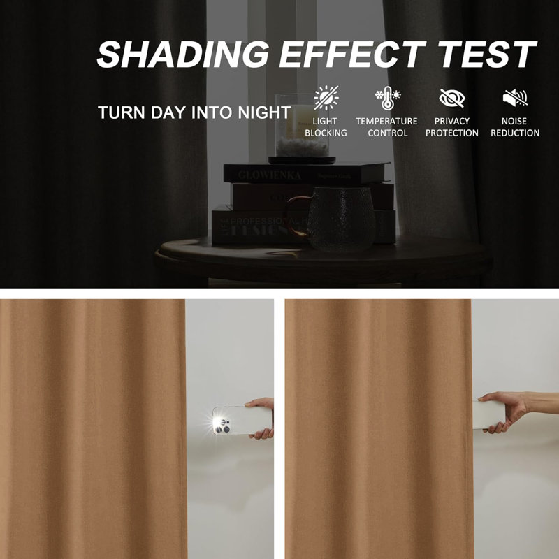 100% Polyester Blackout Pencil Pleat Room Darkening Curtains, 168cm Width x 183cm Drop, Beige