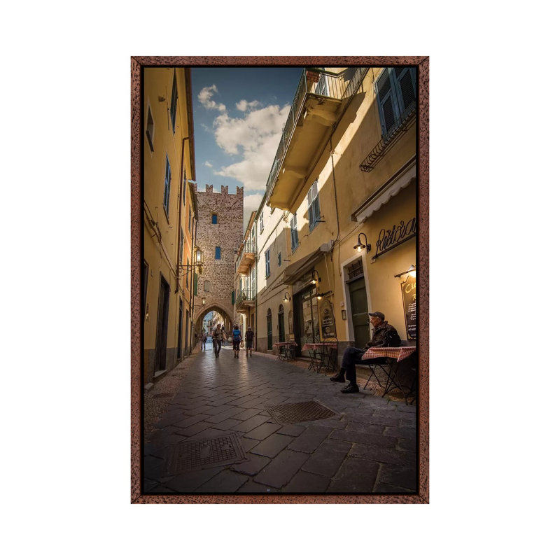 Noli, Liguria, Italy by Enzo Romano - Print on Canvas, 101.6cm H x 66.04cm W x 3.81cm D, Classic Brown Wood Framed