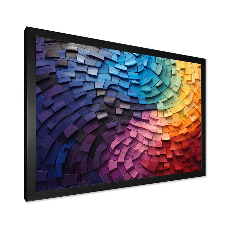 Abstrait arc-en-ciel coloré arc-en-ciel - arc-en-ciel, art mural, H 34 po x l 44 po x P 1,5 po, Cadre simple noir