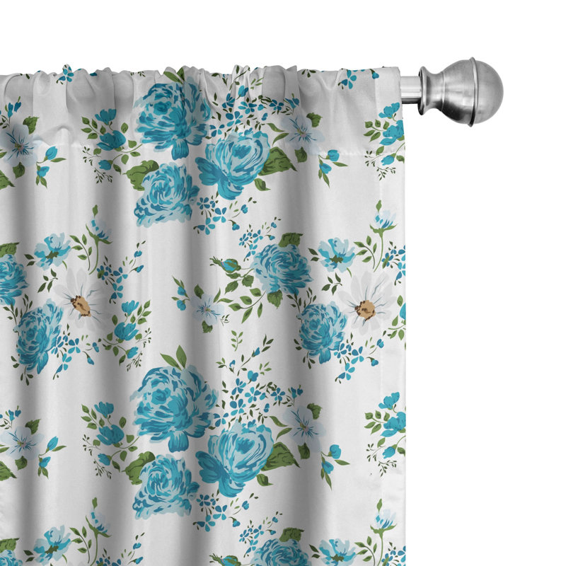 Panneau coulissant floral semi-diaphane avec passe-tringle, 28 po x 95 po