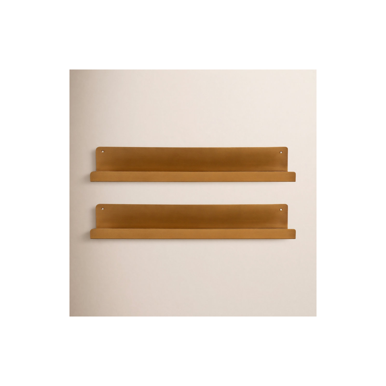 Tara 23.75" W Metal Rectangle Floating Shelves, Gold, 3.25" H x 23.75" W x 4.5" D