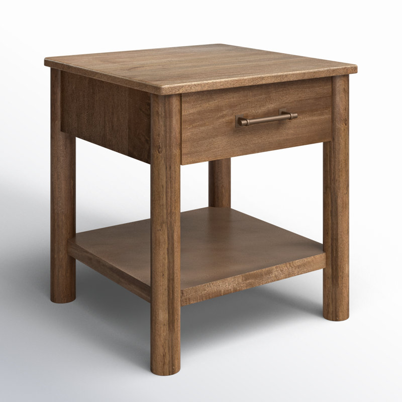 Quinn Solid Wood End Table with Storage, 25.5" H x 23.5" W x 23.5" D