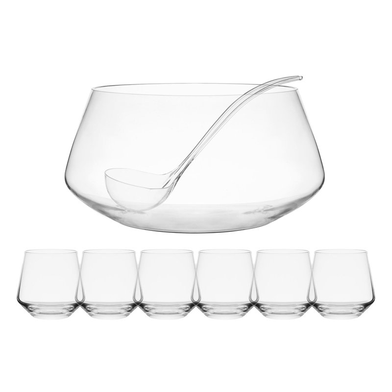 Akimbo 8 Piece Punch Bowl Set with Acrylic Ladle, 11-Quart