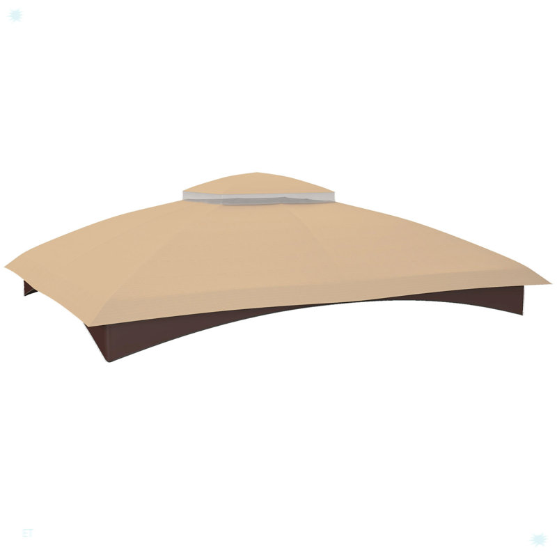 Trennis Gazebo Canopy Replacement, 2-Tier Outdoor Gazebo Cover Top Roof with Drainage Holes, Beige