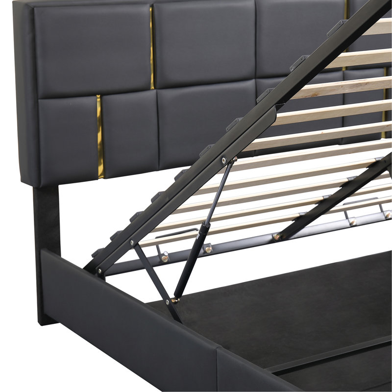 Upholstered Platform Bed With Hydraulic Storage System, No Box Spring Needed