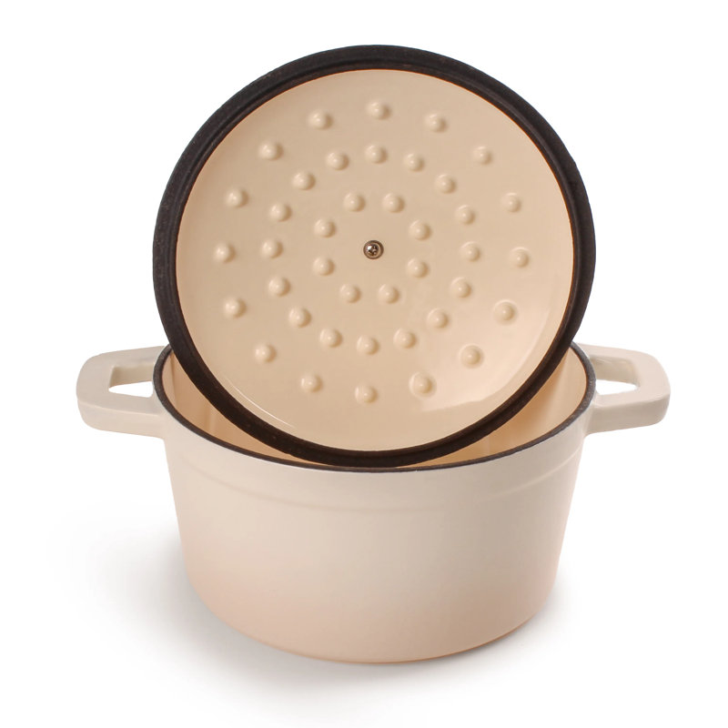 BergHOFF Enameled Cast Iron Round Dutch Oven, 3 qt, Cream/Meringue