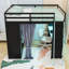 Lit mezzanine double avec poste de travail intégré, tablettes, garde-robe et lumières RVB-892946273