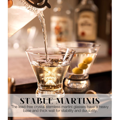 Martini Glasses Set Of 4, Stemless Martini Cocktail Glasses