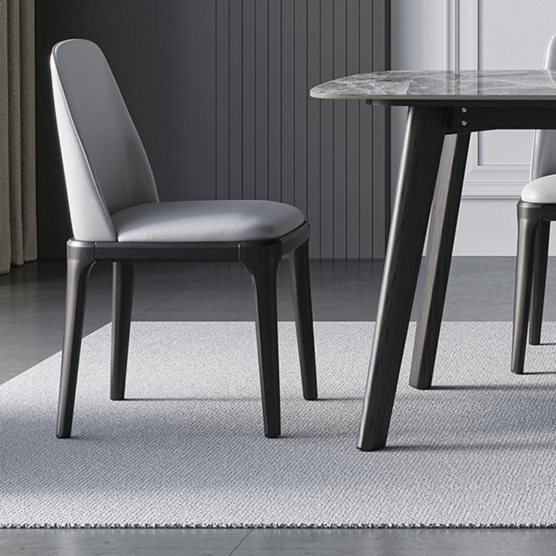 Modern light rock plate dining table and chair set, 29.52"H x 62.99"L x 35.43"W