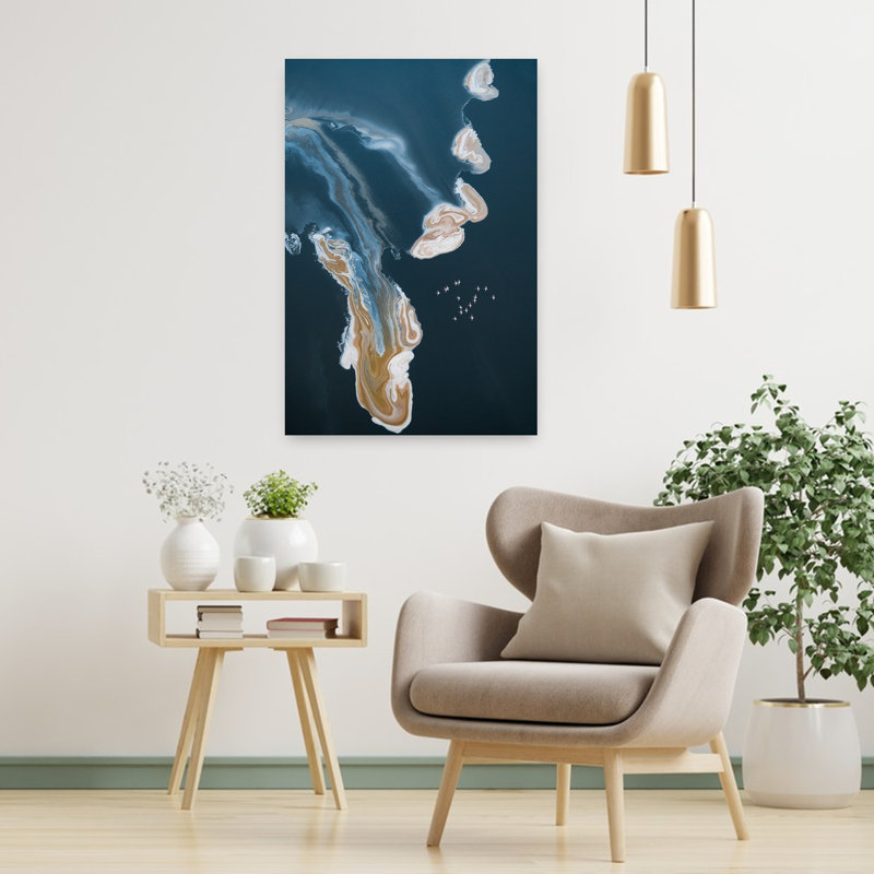 Art contemporain, oiseau contemporain, flamant, paysage, art naturel, H 36 po x l 24 po