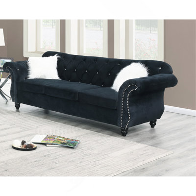 Formal Luxury Look 1Pc Velvet Sofa W Pillows Living Room Furniture Couch