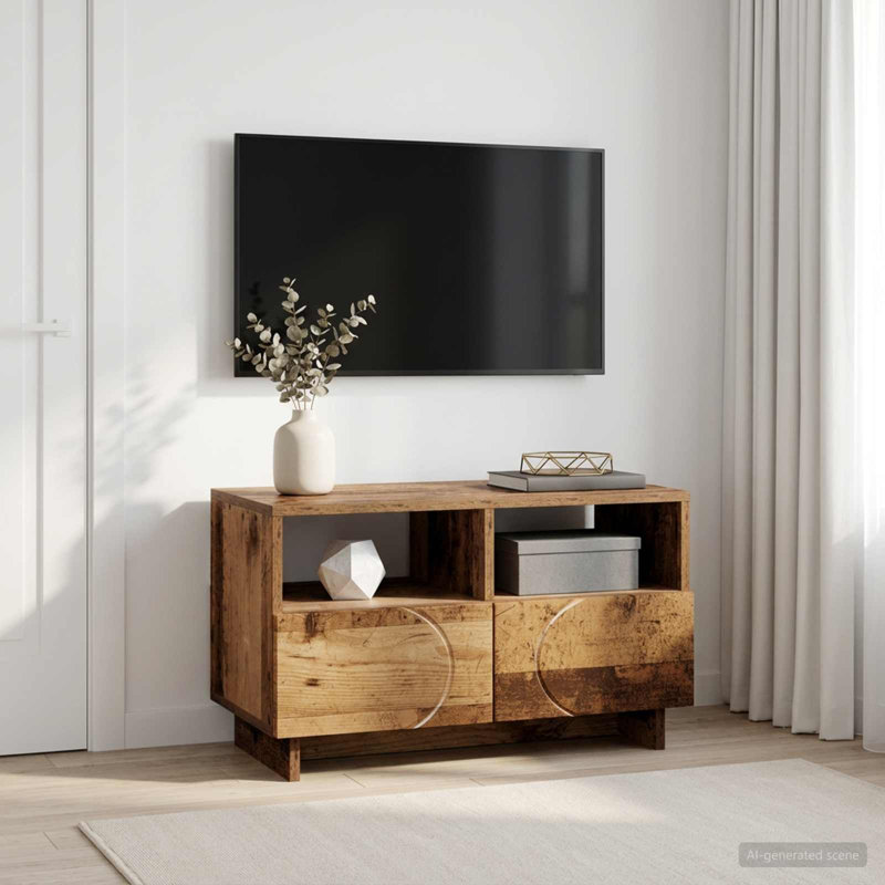 TV Stand, 40cm H x 60cm W x 34.5cm D, Old Wood