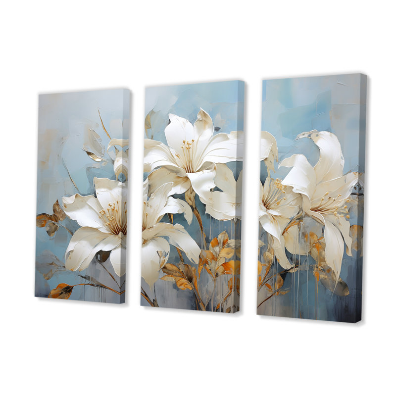 Fleurs de lys en fleurs IV - Ensemble de décoration murale lys, H 28 po x l 36 po x P 1 po
