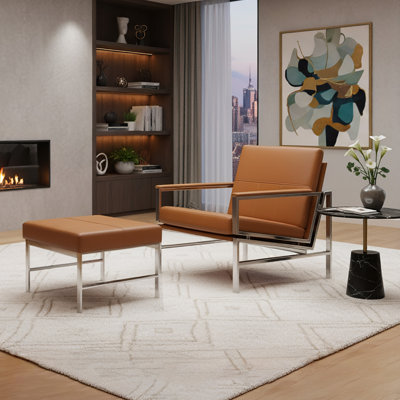 Ensemble de chaise / repose-pieds en cuir véritable Landa Signature