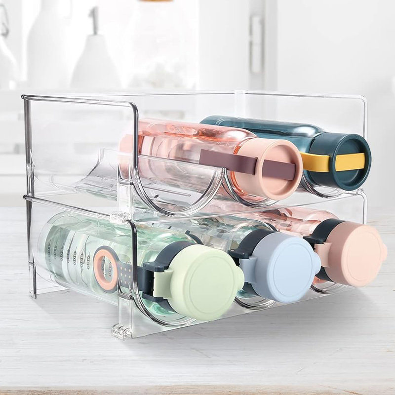 Ondisplay Stackable Acrylic Wine/water Bottle Rack – Countertop/fridge Storage Organizer (6 Bottle)