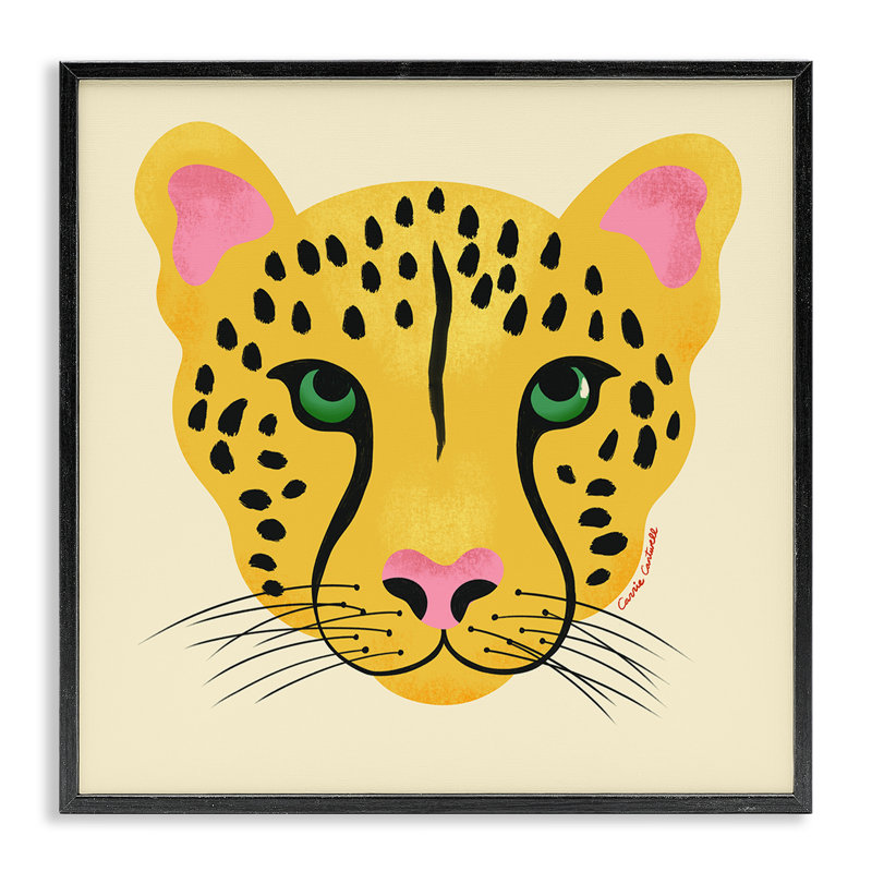 Giclée encadrée de guépard sauvage moderne, design par Carrie Cantwell, Giclée encadrée noir minuit, H 12 po x l 12 po