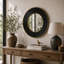 Grand miroir mural en métal doré et noir, 35 po x 35 po