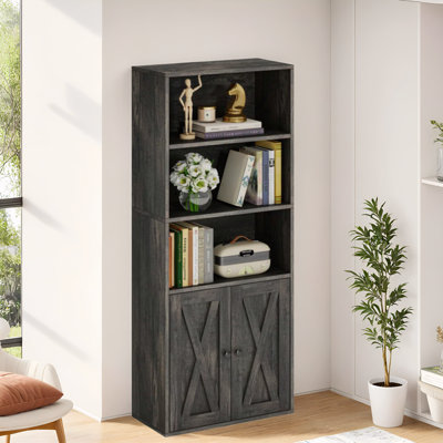 Bibliothèque Camaria à 5 niveaux et 2 portes avec portes de grange