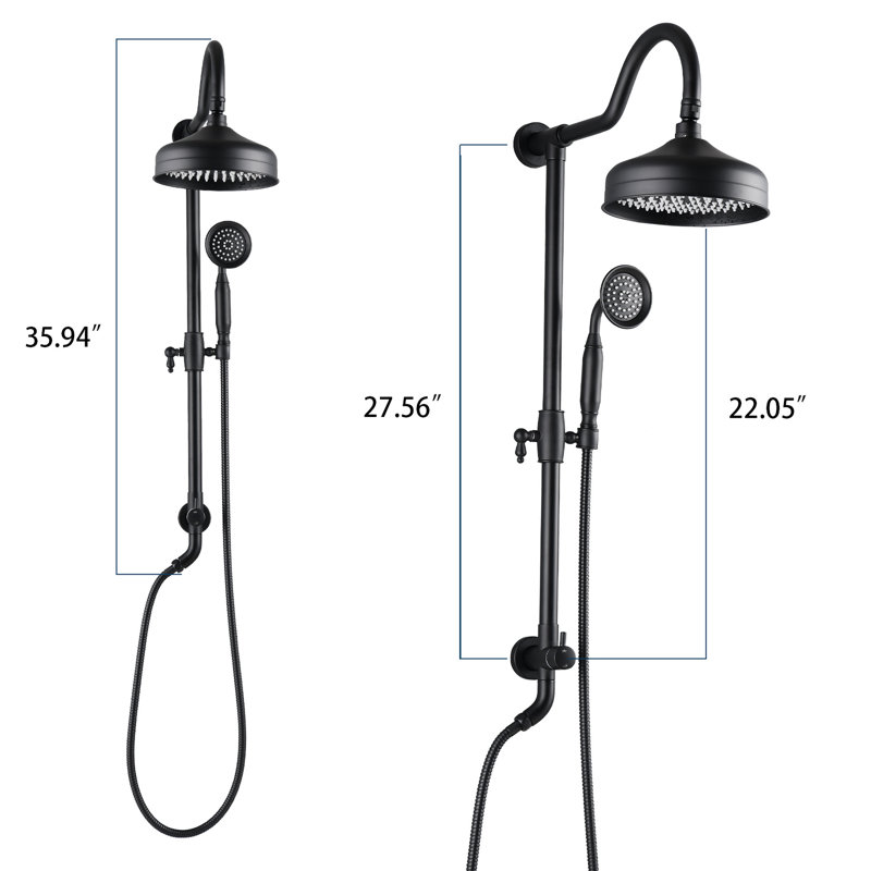 Douchette à main et pomme de pluie de 8 po en noir mat avec douches durables, Noir mat