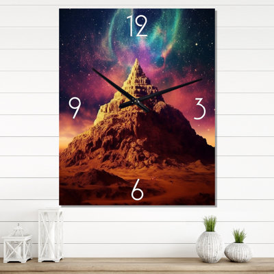Aurora Borealis Over Mountain Dreamscape - Meadow Wall Clock