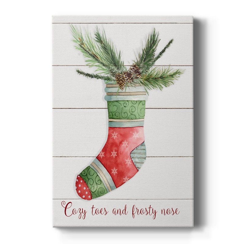 Comfy Cozy Stocking I -Gallery Wraraped Cavas, H 12 po x l 8 po