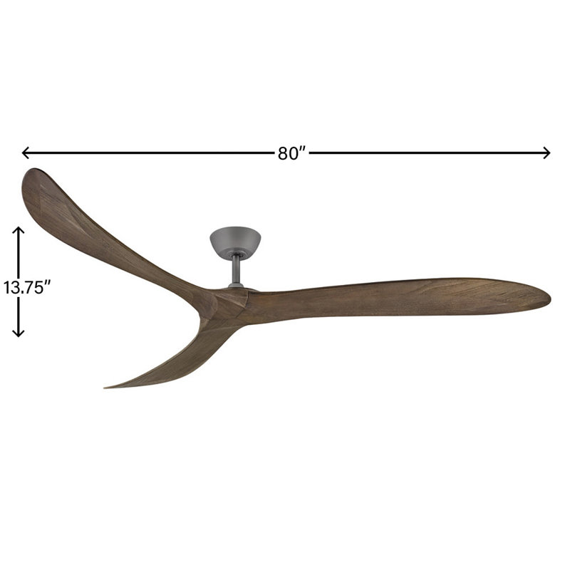 Swell 80" Indoor/Outdoor Smart Wooden Ceiling Fan with Remote, Graphite, Driftwood