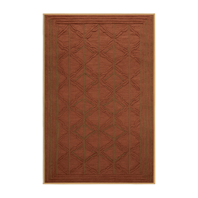 Machine Washable Trellis Brown Area Rug, Rectangle 5' x 7'