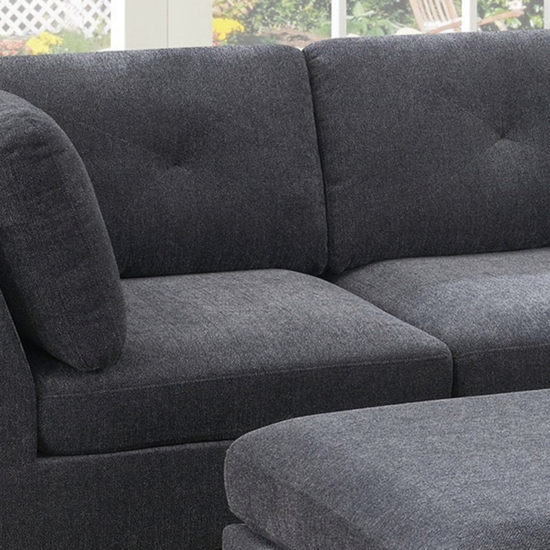 Ensemble de canapé modulaire en chenille gris cendré pour salon et canapé d'angle modulaire en L 2 x 2 fauteuils d'angle sans accoudoirs et 2 x repose-pieds capitonnés (canapé modulaire)