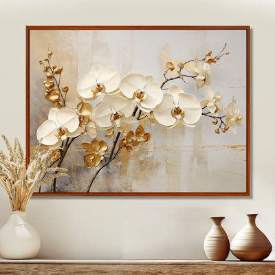 Minimalisme beige et orchidées dorées - impressions sur toile orchidées
