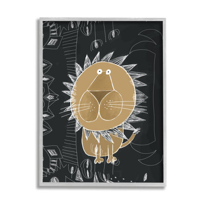 Lion pour enfants, art abstrait de griffonnage