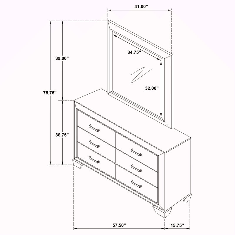 Commode 6 tiroirs avec miroir Holmgren