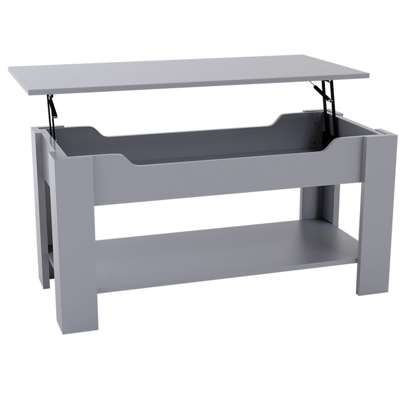 Anavictoria Lift Top Four Leg Coffee Table with Storage, Grey, Grey