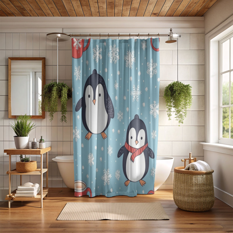 Happy Feet - Rideau de douche haut de gamme, H 74 po x l 71 po