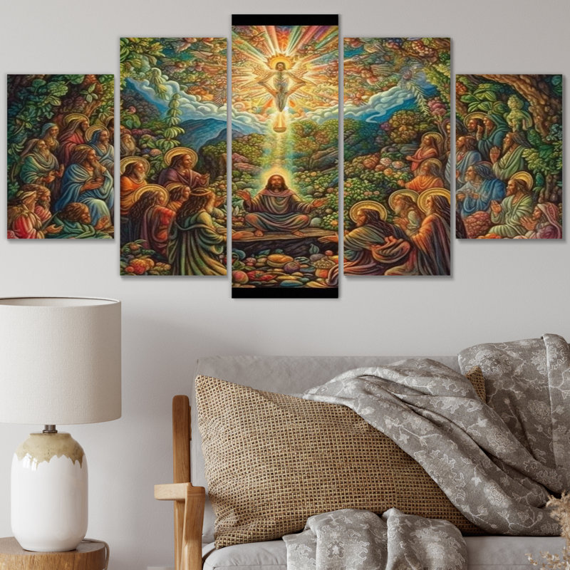 Célébration au paradis de Pâques - décoration murale - 5 panneaux