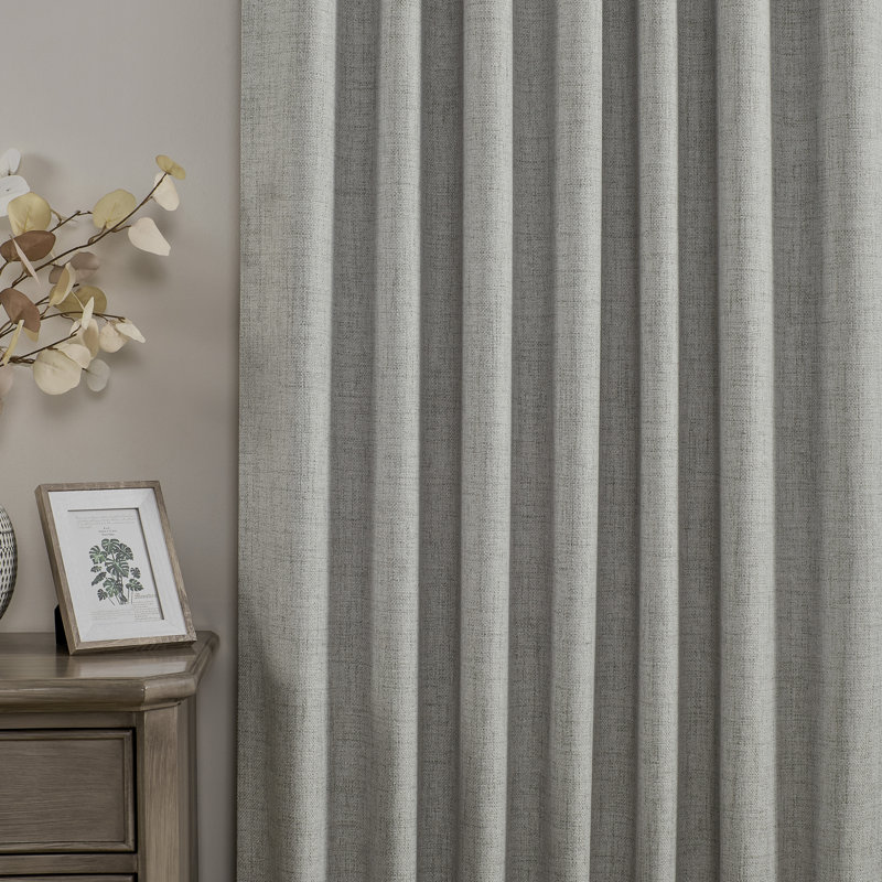 4 Pcs 100% Polyester Burlap Blackout Curtains For Bedroom Back Tab Curtains 4 Panels Set, Light Gray, 52" W x 72" L