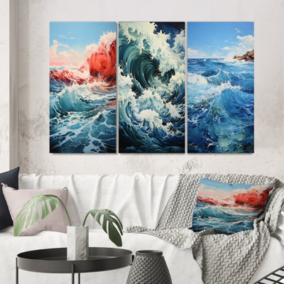 " Blue Red Ocean Sapphire Infinity " 3 - Pieces