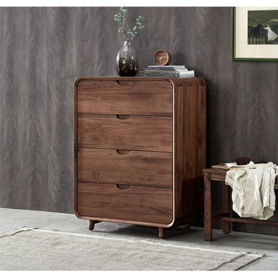 Black Walnut Drawer Storage Cabinet Solid Wood Accent Chest