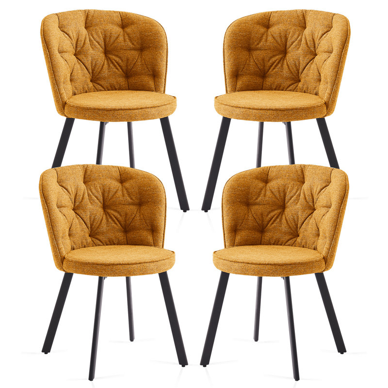41cm H Fabric Upholstered Side Chair, Yellow