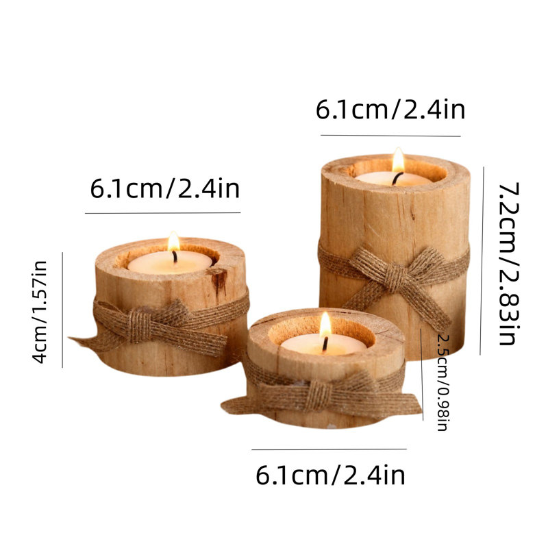 Bougies de Noël pour sapin, socle de bougeoir en bois, décoration de chambre, support de bougie en forme de souche d'arbre, ornement