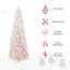 Sapin de Noël artificiel non éclairé 6 pi avec branches réalistes et base en acier, rose et blanc