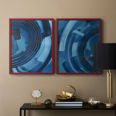 «Blue Sighs I», reproduction encadrée de qualité supérieure - prête à être accrochée - aucun clou requis - aucun clou requis