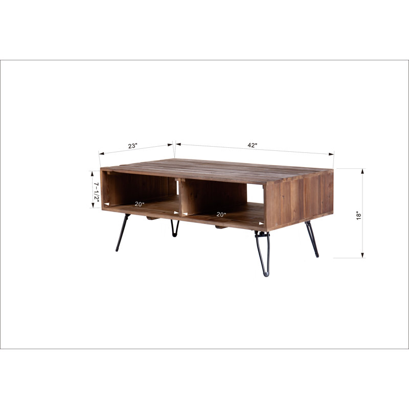 Table basse en bois récupéré avec rangement ouvert pour le salon