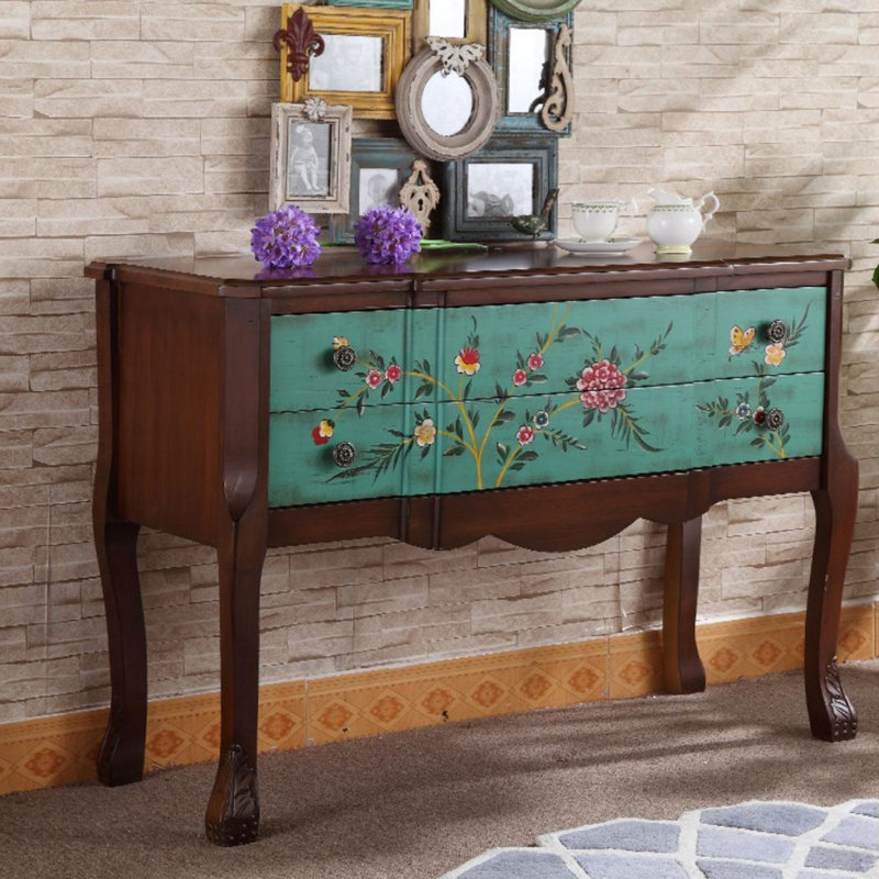 Commode d'appoint vintage pour hall d'entrée peinte à la main