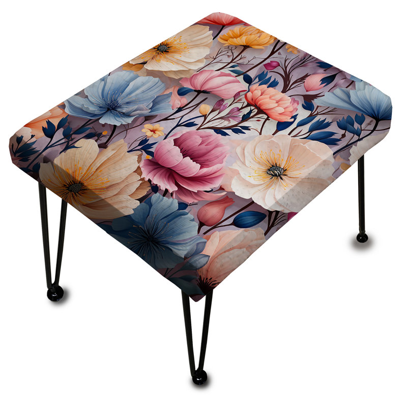 Multicolor Watercolor Wonderland Floral Pattern - Floral Rectangle Ottoman