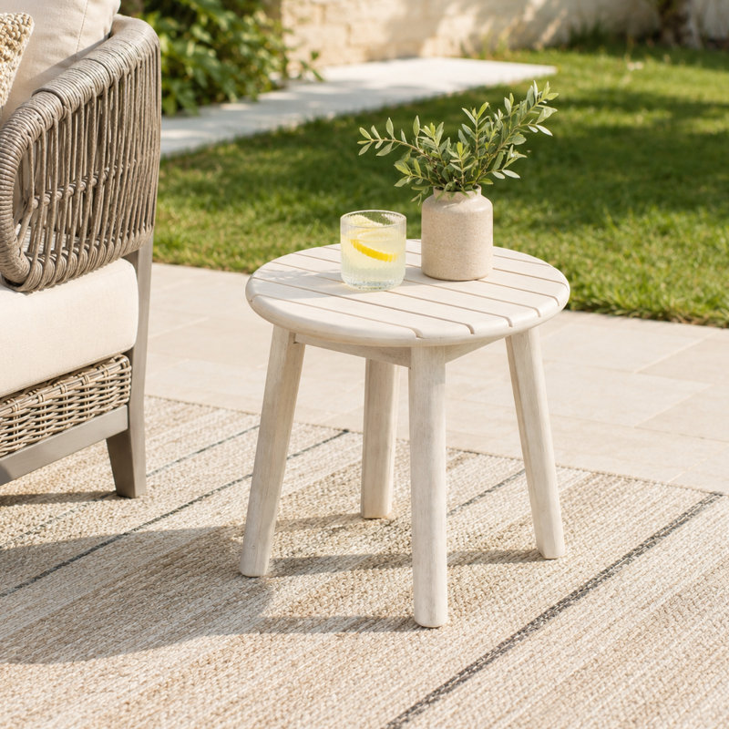 Round Acacia Outdoor Side Table